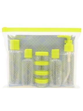 8 Travel Bottles & Bag in Dillon Quilt Periwinkle Green by MYTAGALONGS